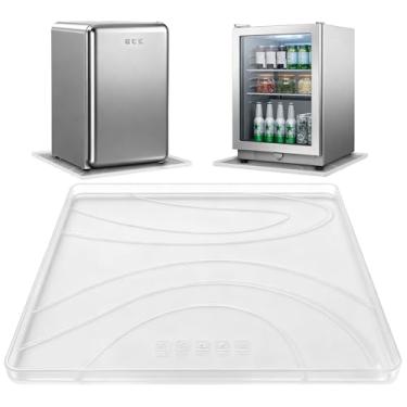 Imagem de Tapete de silicone para mini geladeira, 50 cm x 50 cm x 1,3 cm sob a geladeira, bandeja coletora evita vazamento de água, danos no chão, tapete de proteção para geladeira pequena, geladeira, freezer