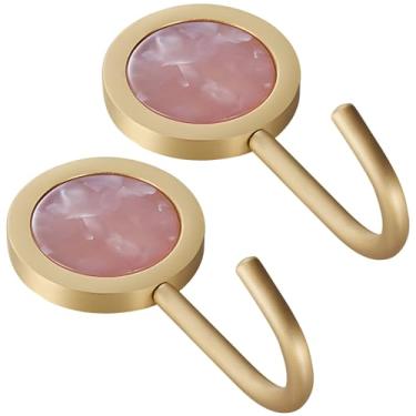 Imagem de Cabide de metal retrô elegante, 2 peças de ganchos de parede adesivos, sem ganchos de perfuração, gancho decorativo de latão, ganchos de roupas adesivos para entrada, escritório, quarto, banheiro, não