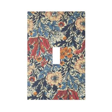 Imagem de JDAKHD William Morris Capa de interruptor de luz decorativa floral 1 gangue abstrata retrô meados do século boho flores planta interruptor único placa de parede placa frontal tamanho médio capa de