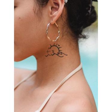 Imagem de 4 peças de suco de ervas semipermanente natureza fresca praia sol folhas padrão tatuagem não reflexiva 7-14 dias pulso ombro pescoço clavícula corpo impermeável tatuagem adesivo