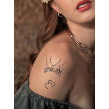 Imagem de 4 peças de adesivos semipermanentes de tatuagem mágica de suco de ervas, tatuagem não reflexiva, símbolo de romance simples, asas de mão, 7-14 dias braço pulso corpo adesivo de tatuagem à prova d'água