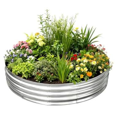 Imagem de TATAANTY Canteiro elevado para vaso de aço galvanizado - altura elevada de 30 cm (12 polegadas) grande, portátil, resistente para quintal, pátio e acampamento ao ar livre