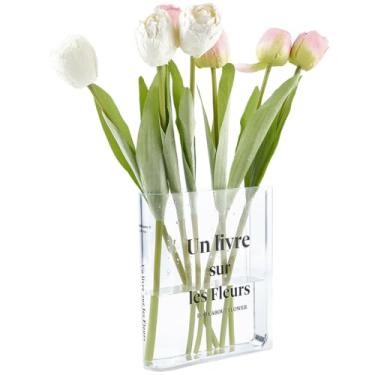 Imagem de CRASPIRE Vaso de flores de acrílico para livro, vaso de arte transparente, decoração de quarto, recipiente de formato exclusivo transparente para flores, escritório em casa, mesa, estante, decoração