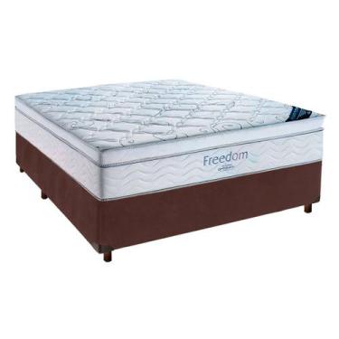 Imagem de Cama Box Marrom + Colchão Casal Freedom Ortobom