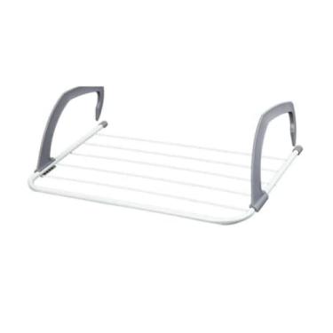 Imagem de Varal Portátil para Portas e Janelas, Branco, 34cm x 53cm, Dobrável, Braço Regulável, 2,6m de Comprimento, Ideal para Apartamento