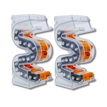 Imagem de Kalinar Battery Ladder para baterias de 9 V | Estojo de armazenamento vertical e dispensador | Combo de suporte de parede expansível empilhável (pacote com 2, comporta 20 9V no total)