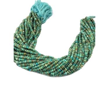 Imagem de Lady Works Fio de pedra natural Arizona Turquesa de 33 cm, contas facetadas rondelle de 3,5 mm para fazer joias DIY | Beads_01454
