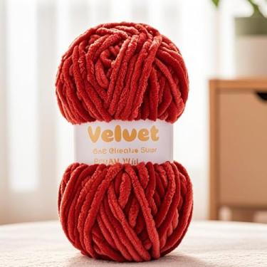 Imagem de Fio de chenille grosso macio para crochê e tricô de veludo para Amigurumi, artesanato DIY 100 g/65 m