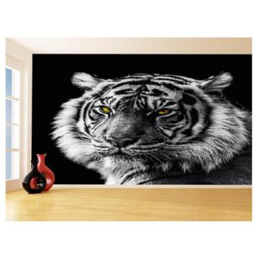 Imagem de Papel De Parede 3D Animais Tigre Preto E Branco 3,5M Anm561 - Você Dec