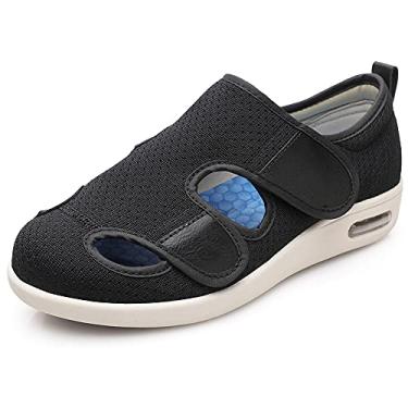 Imagem de JBTNBX Tênis feminino para diabéticos, larguras extralargas, ajustáveis, para idosos, edema, pés inchados, Preto, 34