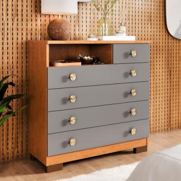 Imagem de Cômoda 5 Gavetas Select Para Quarto Adulto(Cinza Canela)