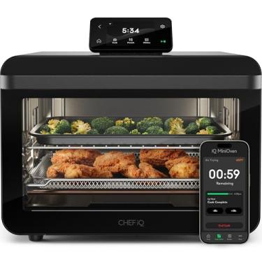 Imagem de CHEF iQ MiniOven Smart Toaster Oven Air Fryer Combo, forno de convecção de bancada 11 em 1, assar, grelhar, fritar ao ar, grelhar, desidratar, 1750W, capacidade de 25 Qt, cozimento rápido com