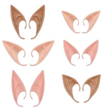 Imagem de 6 Pares de Orelhas Elfo Látex Halloween para Cosplay Fada Goblin Macias Dobráveis Amassáveis Carnaval Ocasiões Mascaras