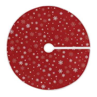 Imagem de ATTX Saia de árvore de Natal de floco de neve vermelha 90 cm, decoração festiva para festas de Natal e Ano Novo #249
