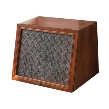 Imagem de Ｂｅｓｇａ Recipientes de armário de armazenamento de madeira com parte superior de vidro portátil retro multifuncional caso de exibição de cosméticos para