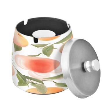 Imagem de Blueangle Cinzeiro rosa pêssego com tampa para cigarros, à prova de vento/chuva, aço inoxidável, sem fumaça, inodoro, cinzeiro para uso interno ou externo (570)