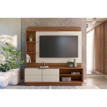 Imagem de Home P- Tv Até 60 Pol Atlanta C- 2potas 4prateleiras E Pés 180x191cm Jatoba-off White - Linea