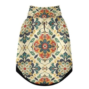 Imagem de SEHANY Casaco vintage Bohemia para cães pequenos, super quente, à prova de vento, jaqueta de inverno macia e aconchegante para animais de estimação, moletom para clima frio na neve com furo na trela