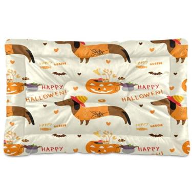 Imagem de SEHANY Cama de Halloween para cachorrinhos e gatos com fundo antiderrapante, cama de canil, colchão macio para animais de estimação, lavável para cães pequenos, médios e grandes, gatos, 91 x 61 cm