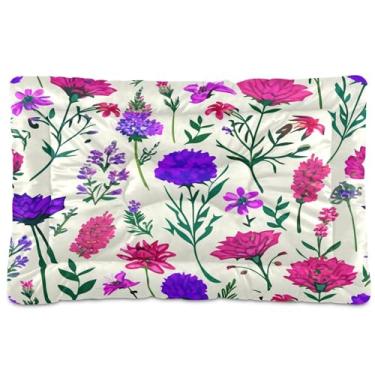 Imagem de SEHANY Cama de flores coloridas para cães e gatos com fundo antiderrapante, cama de canil, colchão macio para animais de estimação, lavável para cães pequenos, médios e grandes, gatos, 61 x 45 cm