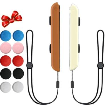 Imagem de QXWPBV Joy-Con Wrist Straps 2-Piece Bundle - Compatible with Switch&Oled, Dual Remote Comfort Design and 10 Thumb Caps (Brown&White)