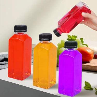 Imagem de Garrafas de suco de plástico vazias com tampas, garrafa de água, recipientes transparentes para bebidas a granel com tampas, suco e geleia de leite (350 ml - 1 peça)