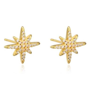 Imagem de FLORA BRINCO FOLHEADO A OURO 18K ESTRELA ZIRCÔNIA CRAVEJADA (DOURADO)