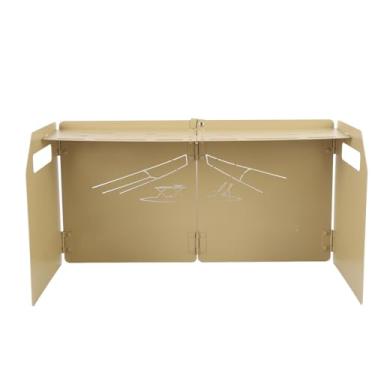 Imagem de SPYMINNPOO Pára-brisas de Fogão de Acampamento Pára-brisas de Aço Carbono de 4 Dobras para Cozinhar Ao Ar Livre Com Saco de Armazenamento Design Dobrável Compacto 19,5 X 8,9 X 9,8 pol. para (#12)