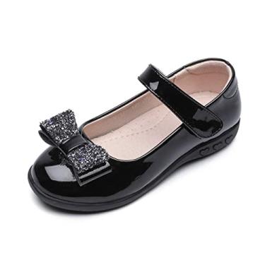 Imagem de Alpheligance – Vestido de uniforme escolar infantil com alça para meninas, Mary Jane, Preto, 9.5 Toddler