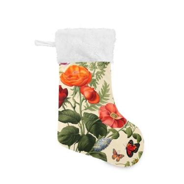 Imagem de xigua Meia de Natal com flor colorida personalizada grande para pendurar presente de Natal para decoração de festa de férias em família, decoração de lareira