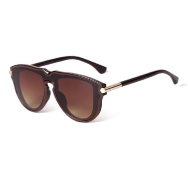 Imagem de HCHES Óculos de Sol Fashion Feminino Masculino Oversized UV400 com Lentes Degradê para Uso Externo (2)
