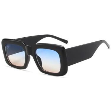 Imagem de Óculos de sol quadrados com armação grande retrô, femininos e masculinos, modernos, para festa e viagem, UV400 (preto, azul, chá)