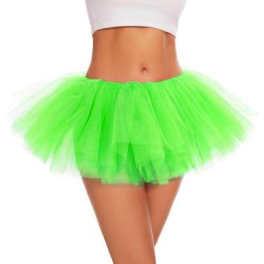 Imagem de Tutu ASKHOPE para mulheres e adultos, saia de tule de 5 camadas, verde