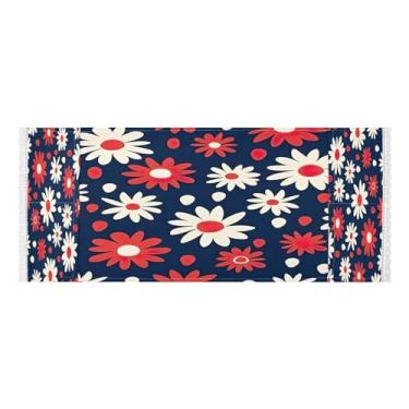 Imagem de Wassud Capas de lavadora e secadora de margaridas vermelhas, protetor de lavadora com sacos de armazenamento, capa de geladeira à prova de poeira com bolsos para lavanderia doméstica, cozinha, 120 x