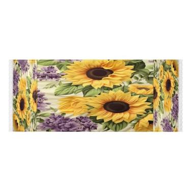 Imagem de Wassud Capas de lavadora e secadora de girassóis, protetor de lavadora com sacos de armazenamento, capa de geladeira à prova de poeira com bolsos para lavanderia doméstica, cozinha, 120 x 55 cm