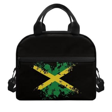 Imagem de Luzeephang Lancheira isolada com bolso frontal, lancheira reutilizável com estampa Jamaica para homens e mulheres, lancheira de grande capacidade e fecho de zíper para transporte seguro