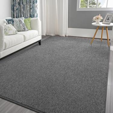 Imagem de Pettop Tapetes de área cinza preto 17 x 25 para sala de estar, quarto, tapete de espuma viscoelástica espesso, tapete moderno minimalista super macio para meninos e meninas, tapetes antiderrapantes e