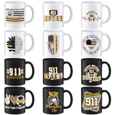 Imagem de Didaey 12 peças National Public Safety Telecommunicators Week 911 Dispatcher Thank You Gifts 311.8 g canecas de cerâmica copo canecas de café a granel para respondedor de chocolate quente