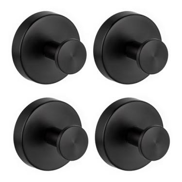 Imagem de Rise age Ganchos de ventosa para chuveiro, ganchos de toalha removíveis para janelas de parede de banheiros, ganchos de vidro sem broca para pendurar guirlanda, roupão, bucha, 4 peças pretas