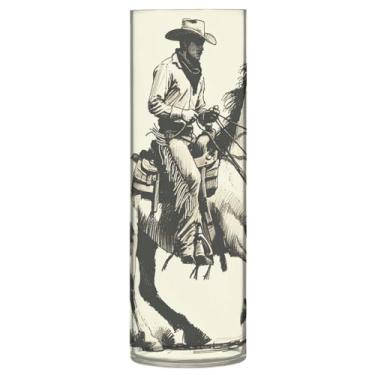 Imagem de JUZIHAI Vaso de cowboy para flores 9,9 cm x 30 cm cilindro de plástico moderno vaso de flores para centro de mesa de casamento decoração de casa