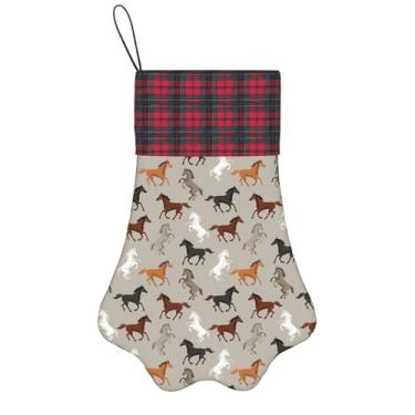 Imagem de SKKNT Linda estampa de cavalo meias de Natal animais de estimação decoração de natal cães gatos árvore decoração doce presente conveniente