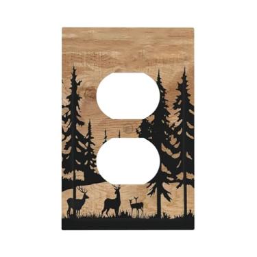 Imagem de ybclf Capa de interruptor de luz de madeira rústica para casa de fazenda, capa de tomada de pinheiro, placa de parede, placa decorativa para cozinha, quarto