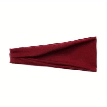 Imagem de 1 faixa de cabelo feminina de cor sólida, lenço de cabeça retrô elástico largo para ioga, esportes, maquiagem, uso diário, vermelho