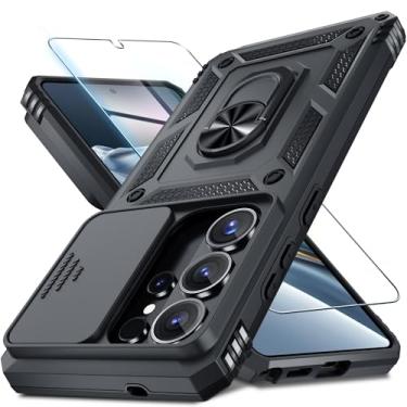 Imagem de Janmitta Compatível com Samsung Galaxy S26 Ultra, capa de lente de câmera deslizante embutida + protetor de tela + suporte de anel de dedo, capa de telefone de corpo inteiro resistente à prova de