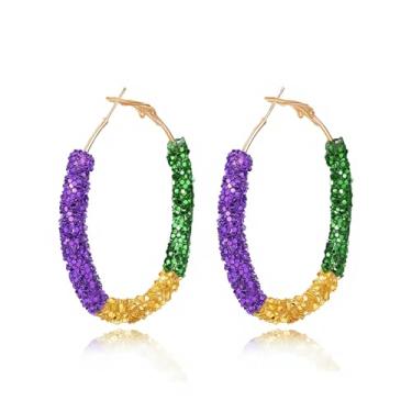 Imagem de Brincos femininos de carnaval, máscara de lantejoulas, coroa, argola, folha de carnaval, círculo, brinco, joias de carnaval, acessórios para presentes de festa, Large, Metal, Sem pedra preciosa