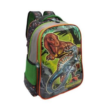 Imagem de Mochila Escolar Infantil de Costas Creche Passeio Dinossauro Ponto Ver