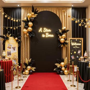 Imagem de Capa de fundo de arco vermelho e preto 2,5 m, capa de arco de casamento, pano de fundo elástico, festa de aniversário, capa de arco vermelho e preto, elastano para banquete, chá de bebê, decoração de
