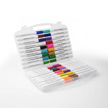 Imagem de Kit 36 Cores Marcadores Acrílicos – Caneta Ponta Redonda 3.5mm, Secagem Rápida, À Prova d’Água, Para Papel/Vidro/Pedra/Tecido