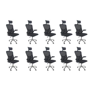 Imagem de Kit 10 Cadeiras de Escritório Oficial Vegas Apoio Preto