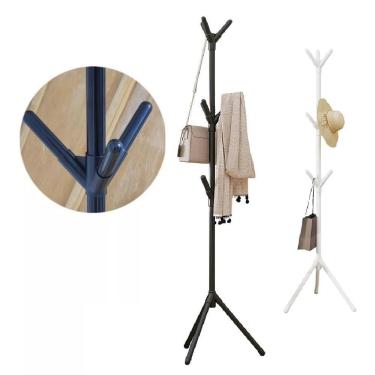 Imagem de Cabideiro Chao 9 Ganchos Mancebo Organizador Portatil Arara Cor:preto